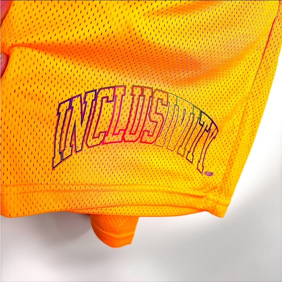 Petals and Peacocks Inclusivity Mesh Shorts Gold Small Sale - Picture 3 of 10